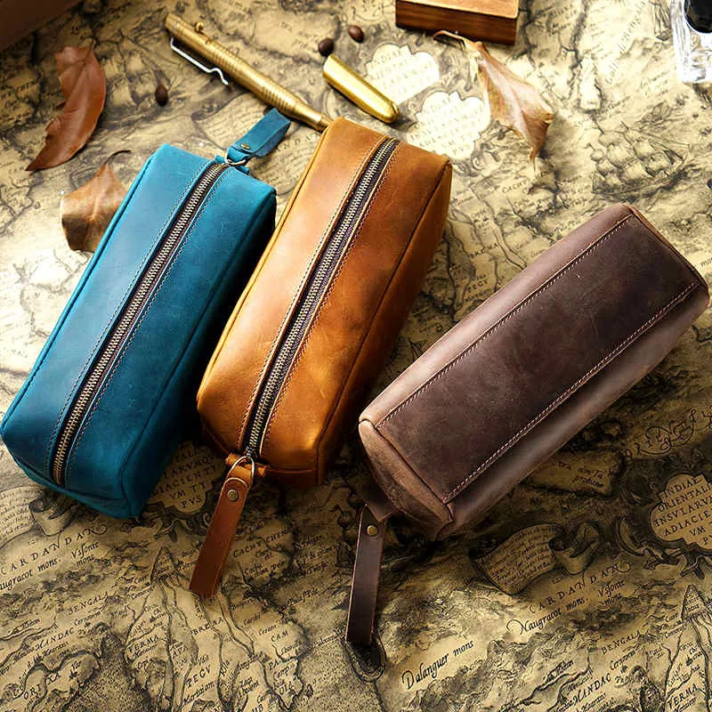 Practical Leather Pencil Case Pen Bag Box