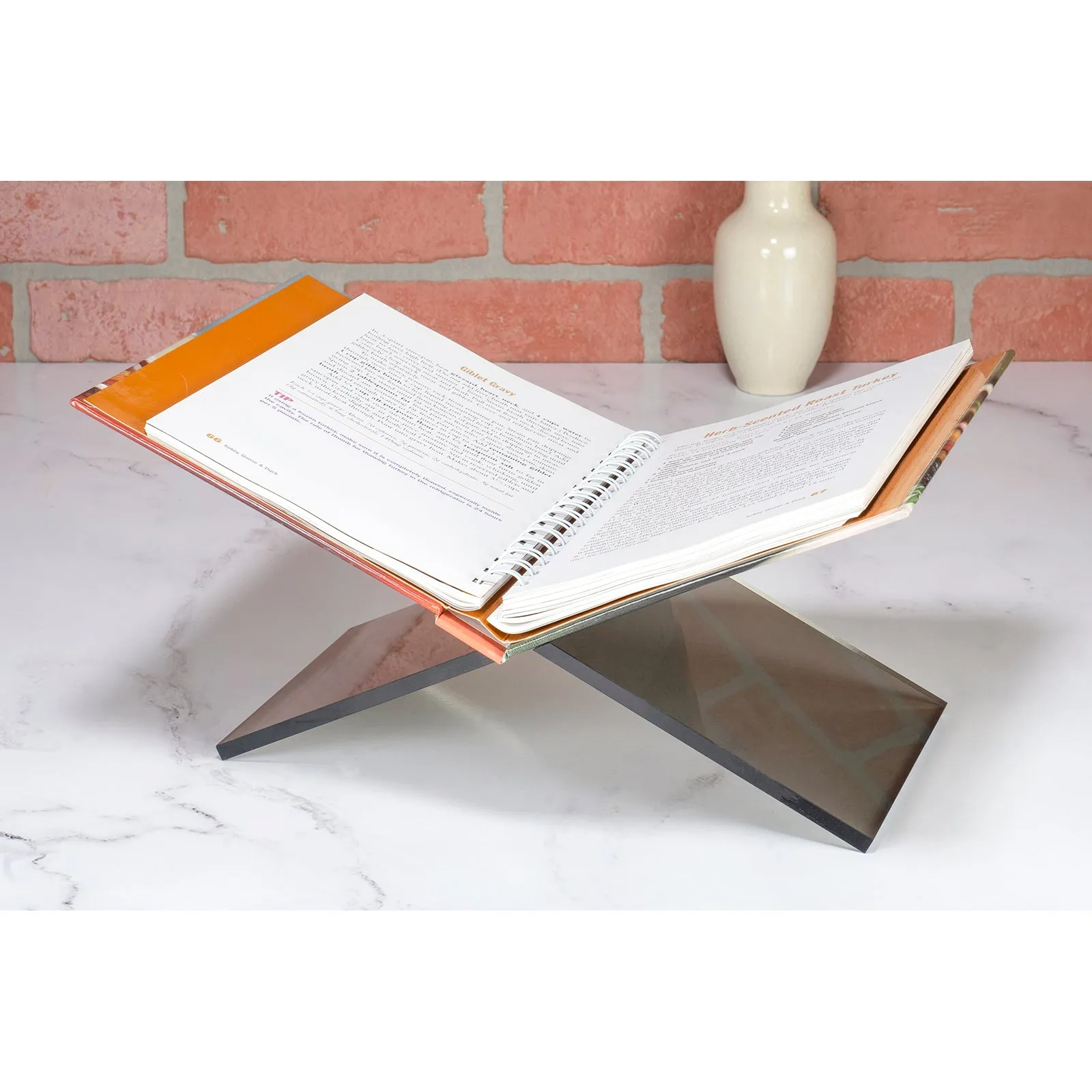 Red Co. Acrylic Book Holder 2 Piece Reading Stand for Open and Closed Books, Magazines, Textbooks 6" x 11" x 6"