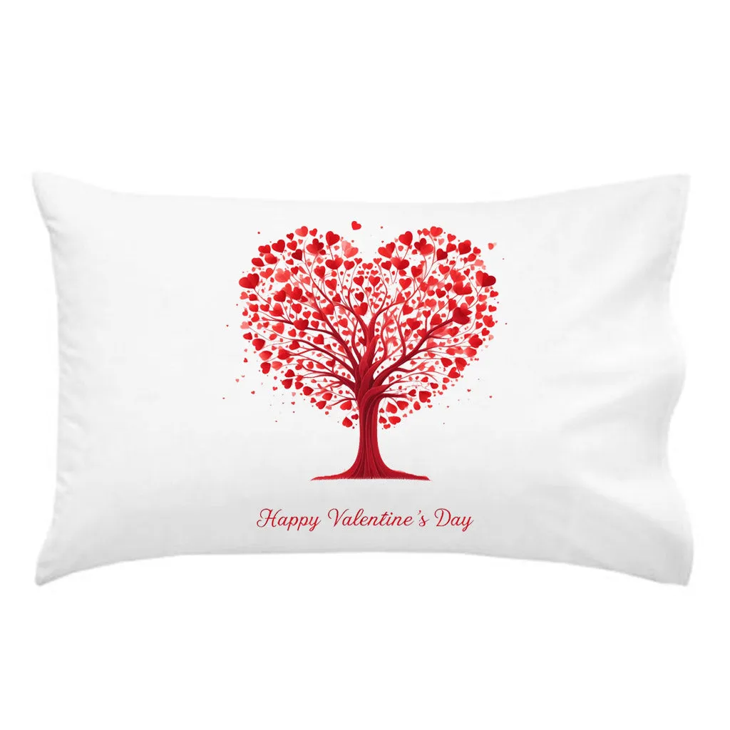 Red Tree Pillow Cover - Perfect For Couples, Valentines Day, Valentines Decor