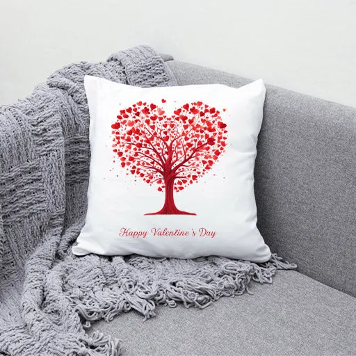 Red Tree Pillow Cover - Perfect For Couples, Valentines Day, Valentines Decor