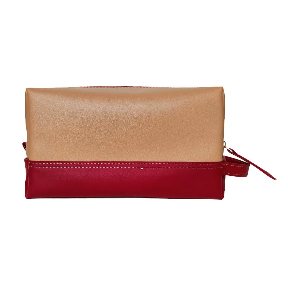 Stylish Red Biege Multipurpose Pouch Perfect For Women & Girls