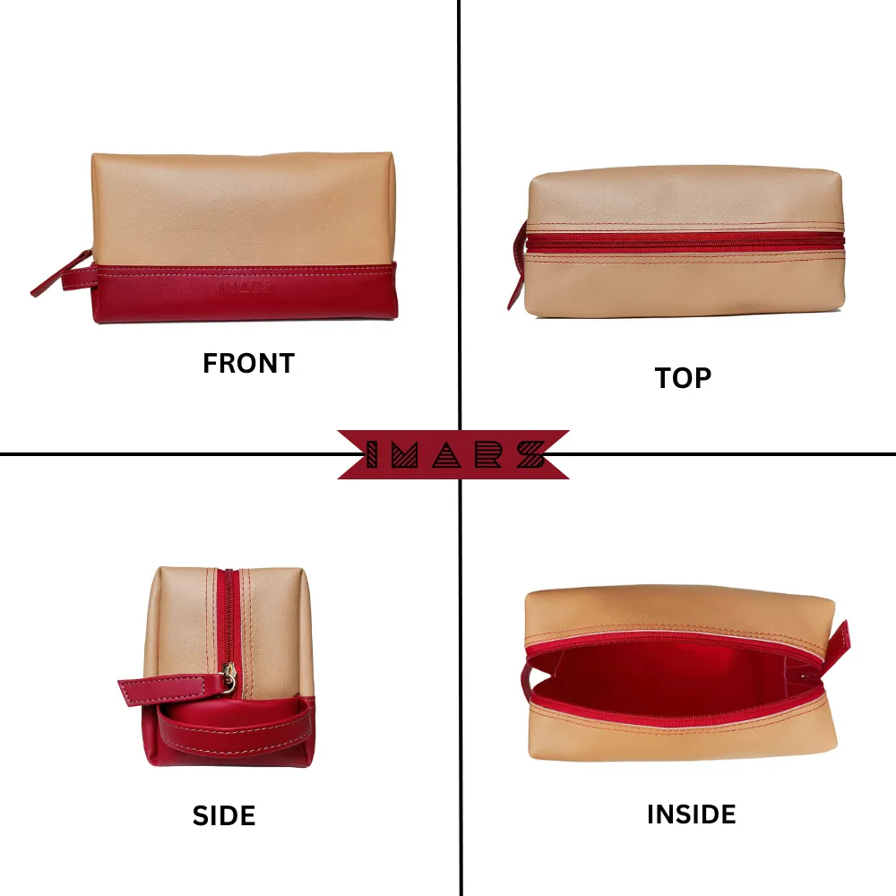 Stylish Red Biege Multipurpose Pouch Perfect For Women & Girls