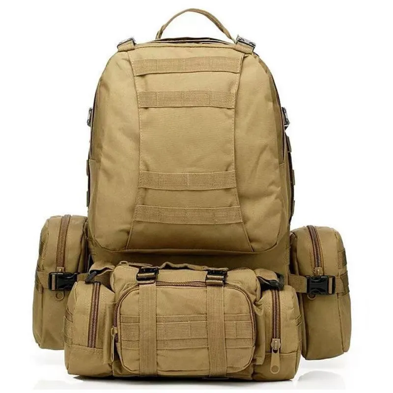 Tactical Backpack With 3 Detachable Molle Bags Cf-75 Brown - Shop Now For Best Deals