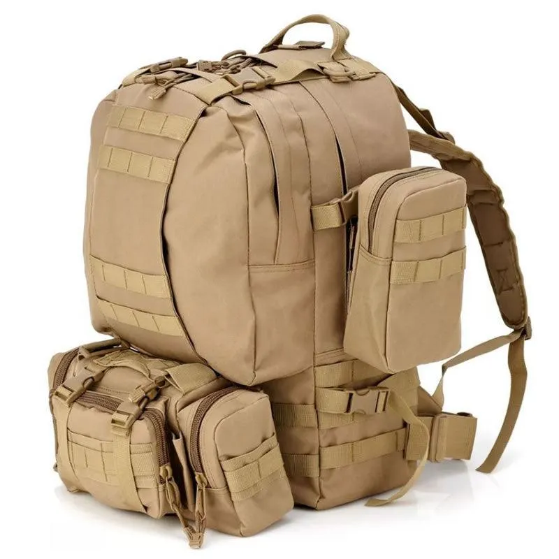 Tactical Backpack With 3 Detachable Molle Bags Cf-75 Brown - Shop Now For Best Deals