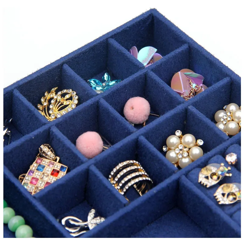 Two-Layer Jewelry Box Organizer Case With Lock -Blss0003 Dark Blue