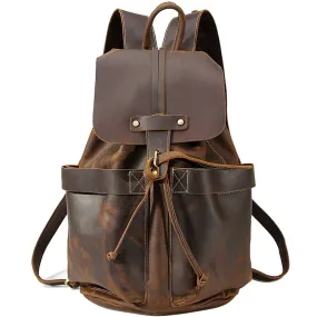 Unisex Vintage Classic Multifunction Full Grain Genuine Leather Backpacks