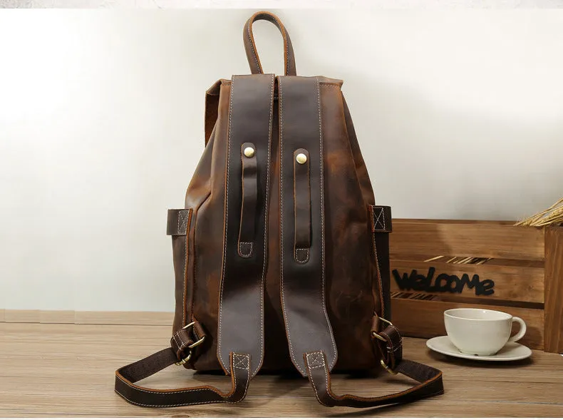 Unisex Vintage Classic Multifunction Full Grain Genuine Leather Backpacks