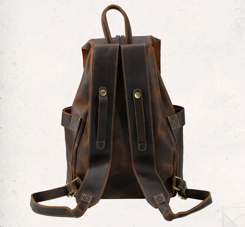 Unisex Vintage Classic Multifunction Full Grain Genuine Leather Backpacks