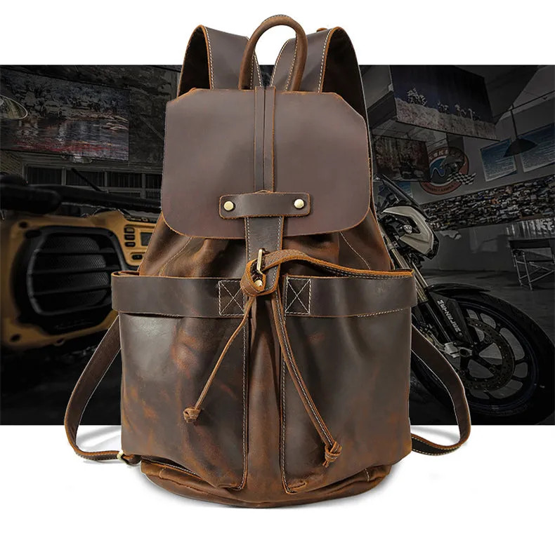 Unisex Vintage Classic Multifunction Full Grain Genuine Leather Backpacks