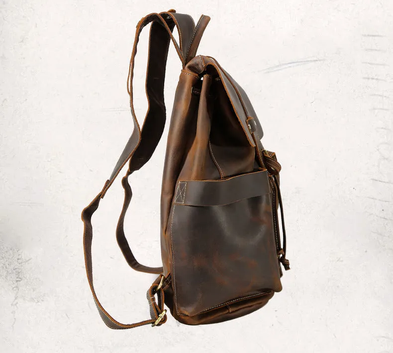 Unisex Vintage Classic Multifunction Full Grain Genuine Leather Backpacks