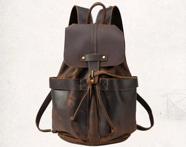 Unisex Vintage Classic Multifunction Full Grain Genuine Leather Backpacks