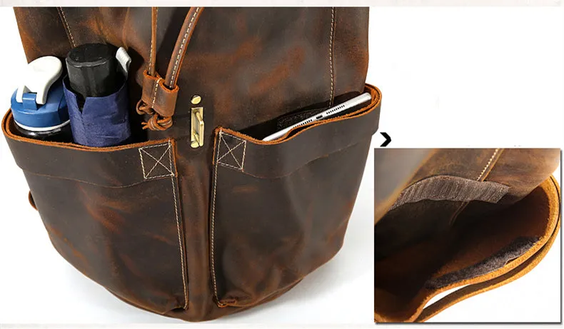 Unisex Vintage Classic Multifunction Full Grain Genuine Leather Backpacks