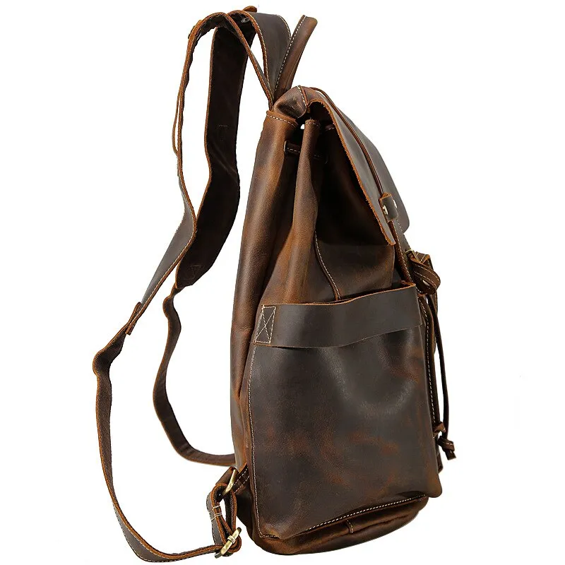 Unisex Vintage Classic Multifunction Full Grain Genuine Leather Backpacks