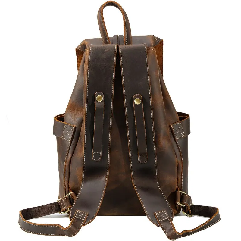 Unisex Vintage Classic Multifunction Full Grain Genuine Leather Backpacks