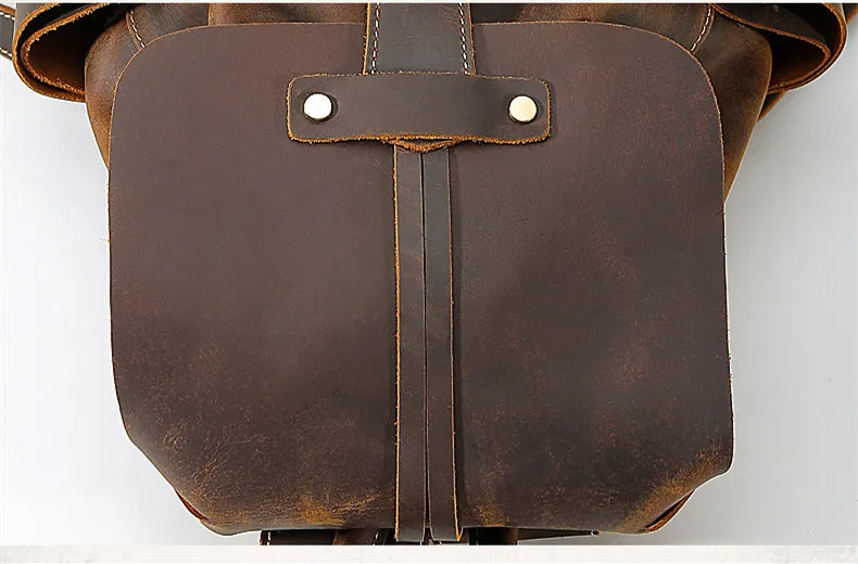 Unisex Vintage Classic Multifunction Full Grain Genuine Leather Backpacks