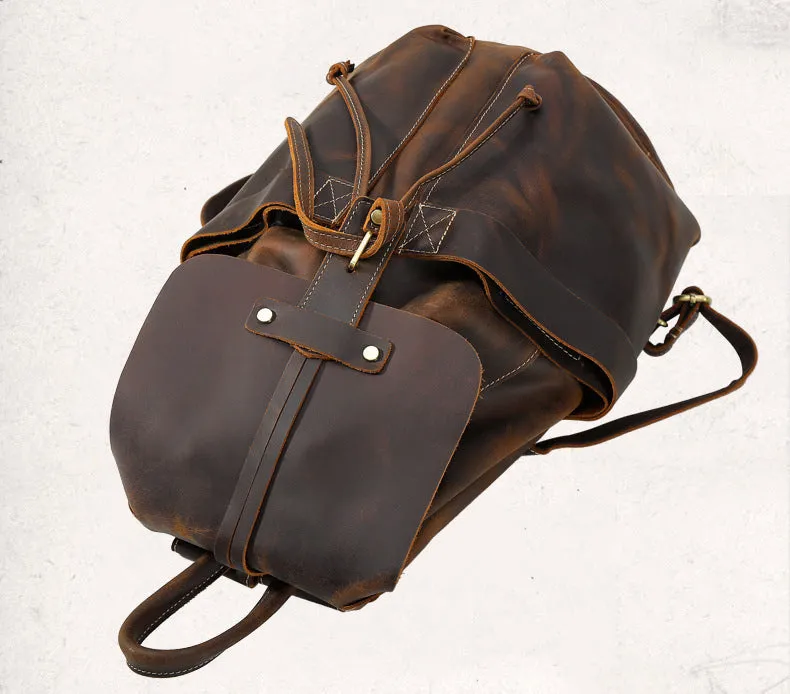 Unisex Vintage Classic Multifunction Full Grain Genuine Leather Backpacks