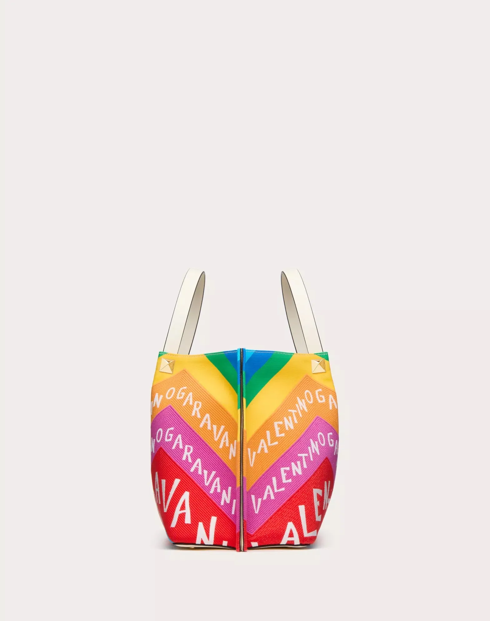 Valentino Garavani Escape Medium Shopping Bag In Canvas With Chevron Print24