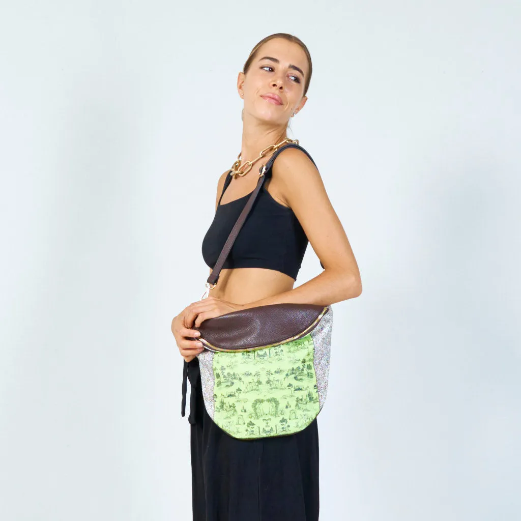 Vibrant print fanny packs with gold-tone zippers wholesale