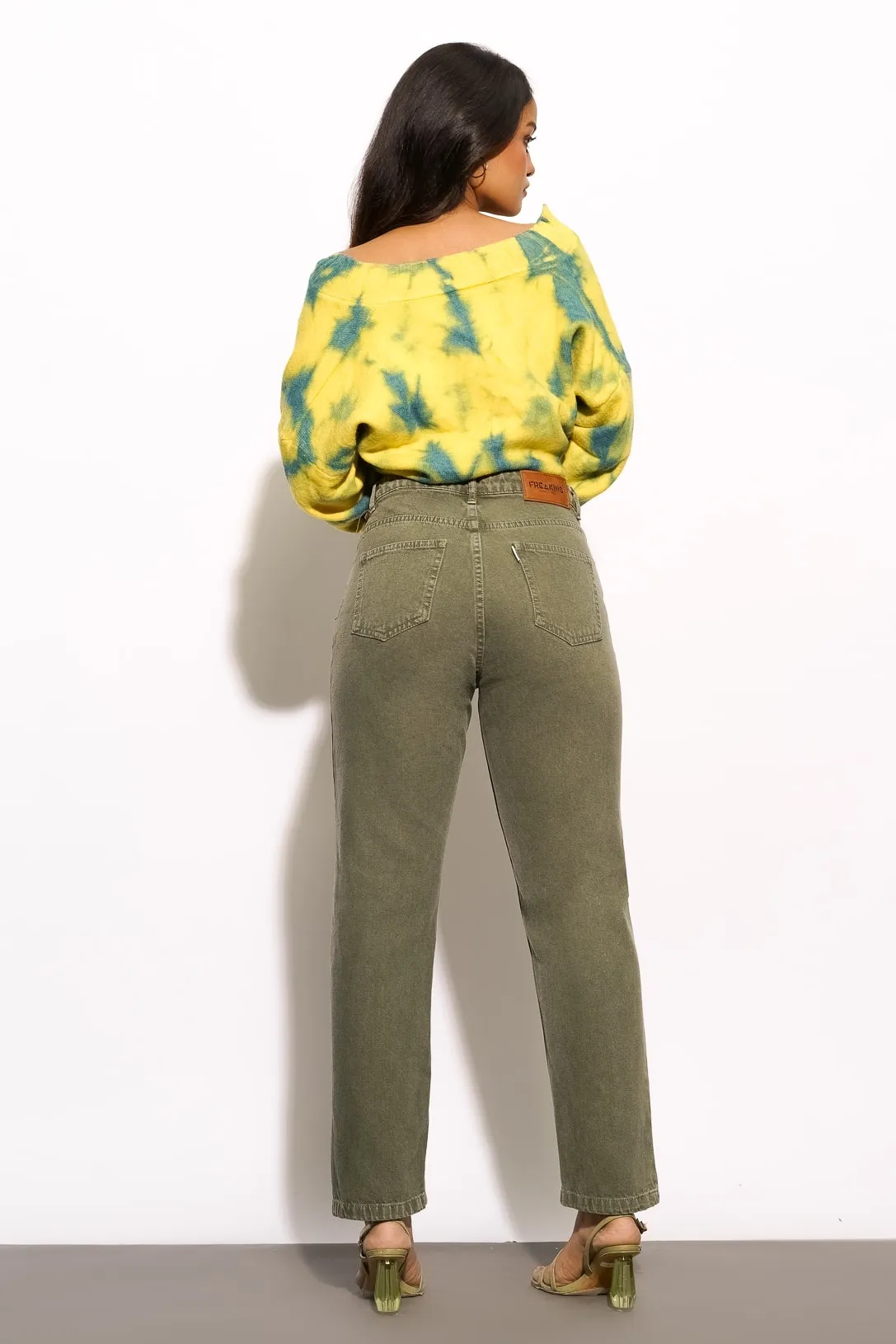 Washed Olive Mom Jeans