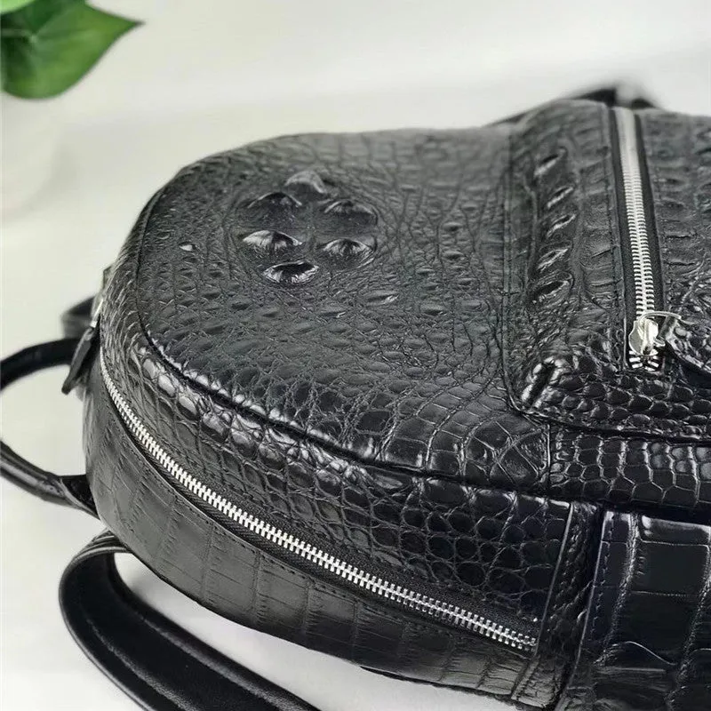 Women's Authentic Exotic Genuine Crocodile Skin Zipper Closure Backpack