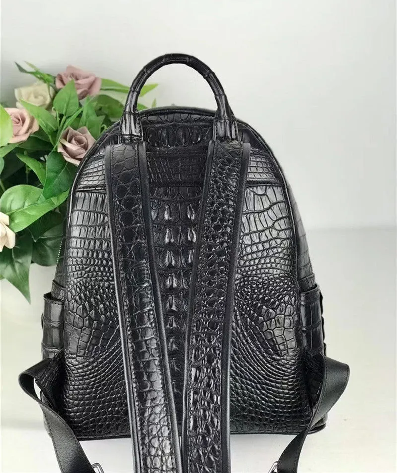 Women's Authentic Exotic Genuine Crocodile Skin Zipper Closure Backpack