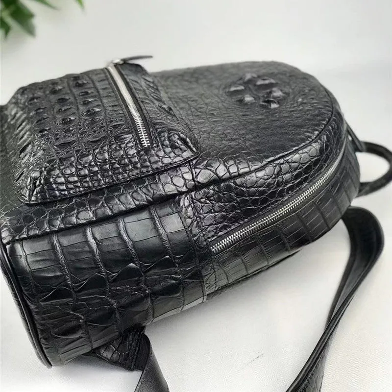 Women's Authentic Exotic Genuine Crocodile Skin Zipper Closure Backpack