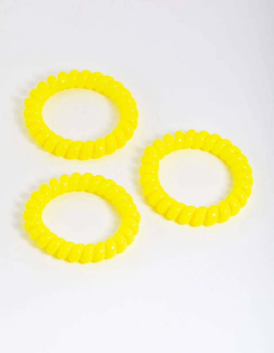 Yellow Plastic Large Hair Spiral Pack